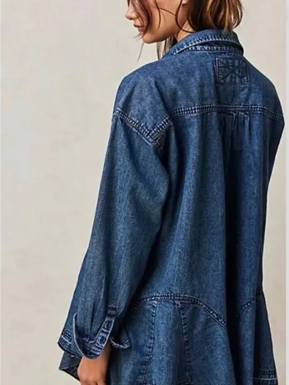 Free People We The Freya Denim Button-front Tunic Dress